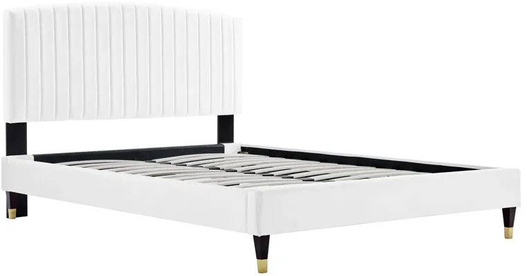 Alessi Performance Velvet Queen Platform Bed