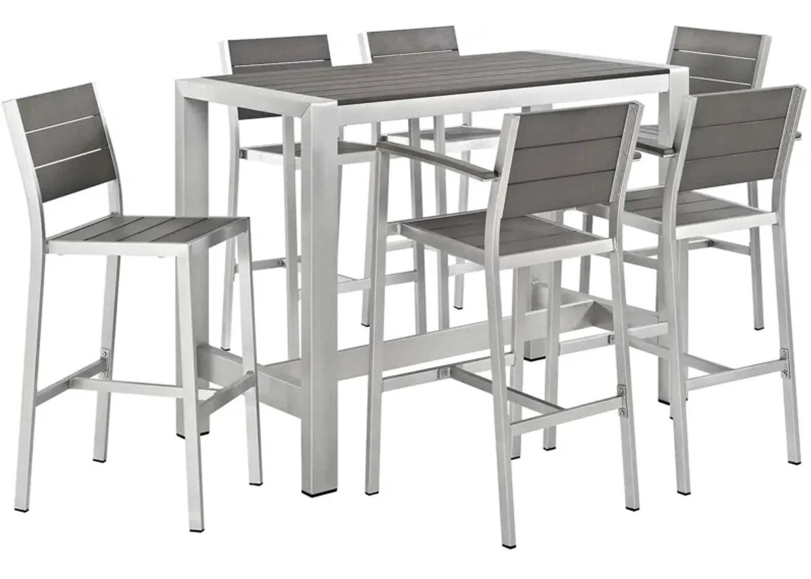 Shore 7 Piece Outdoor Patio Aluminum Pub Set