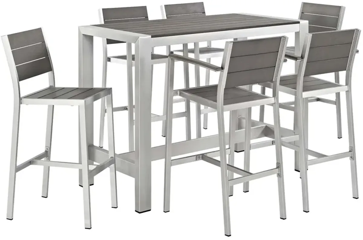 Shore 7 Piece Outdoor Patio Aluminum Pub Set