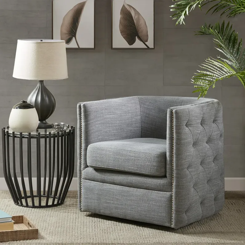 Madison Park Capstone Slate Tufted Barrel Swivel Chair