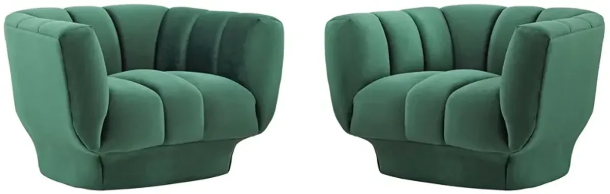 Entertain Vertical Channel Tufted Performance Velvet Armchair Set of 2