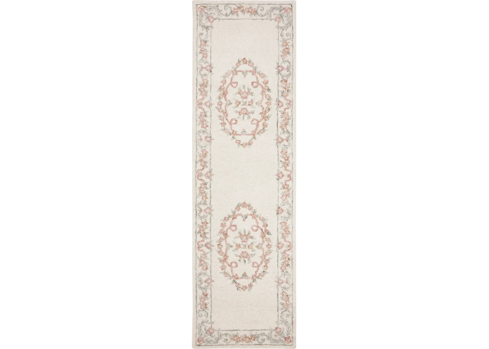 AUBUSSON 102 IVORY  2'-3' x 10' Runner Rug