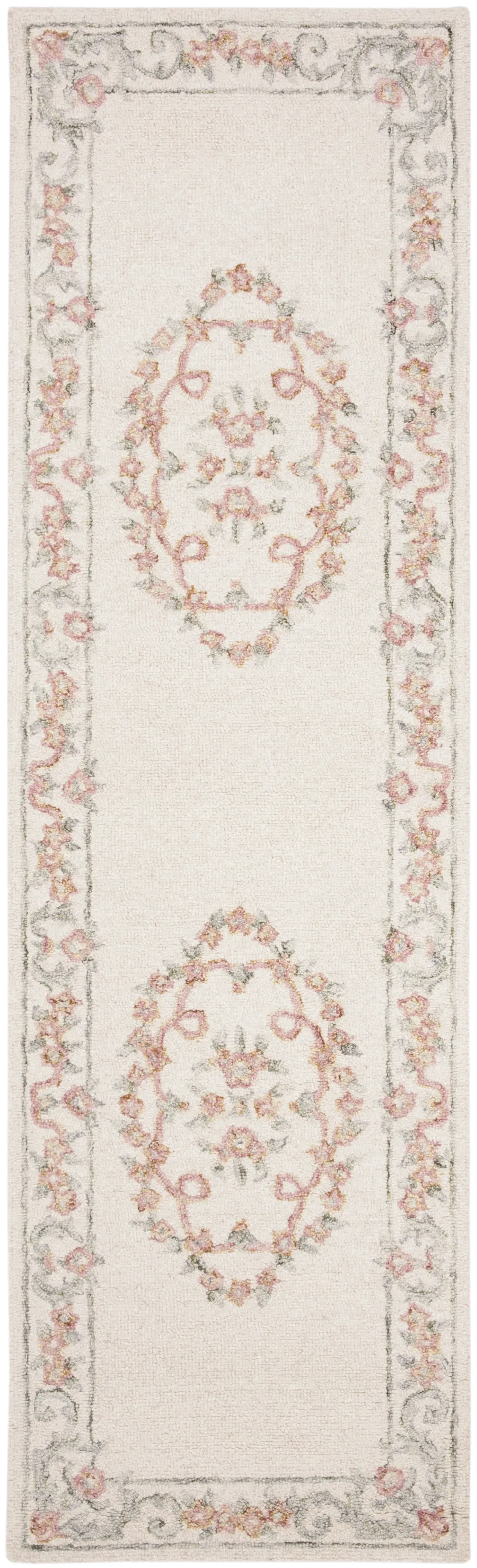 AUBUSSON 102 IVORY  2'-3' x 10' Runner Rug