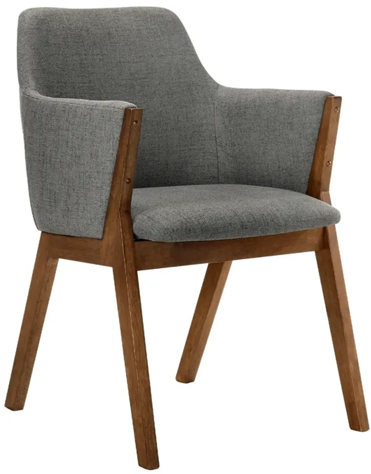 Renzo Charcoal Fabric and Walnut Wood Dining Side Chairs - Set of 2