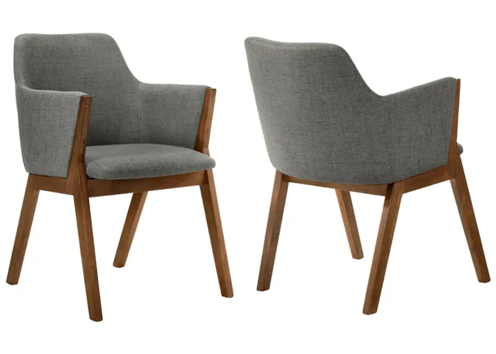 Renzo Charcoal Fabric and Walnut Wood Dining Side Chairs - Set of 2