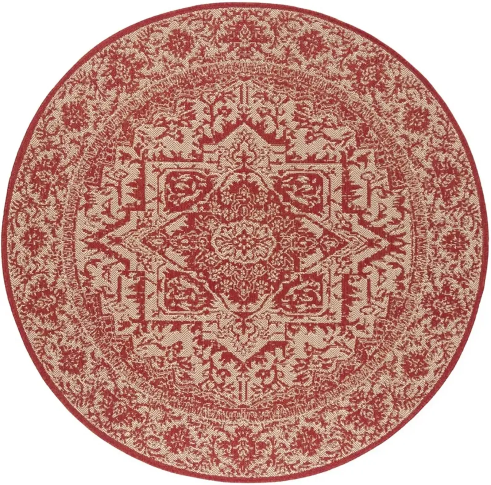 BEACH HOUSE 139 Red 4' X 4' Round Round Rug