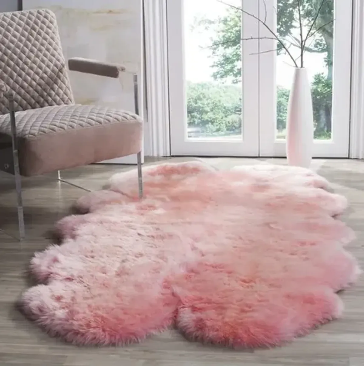 SHEEP SKIN 121 Pink  3'-7' x 6'-0' Small Rectangle Rug