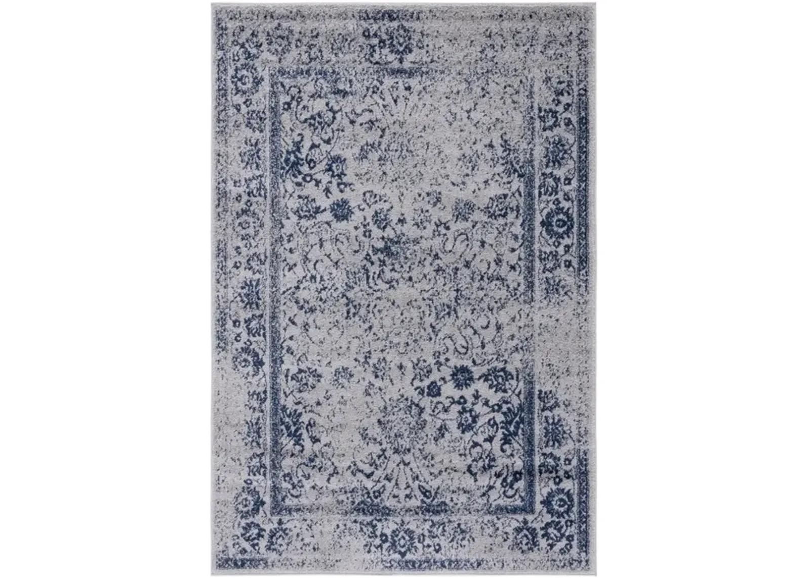 Adirondack Contemporary Grey / Navy 6' X 6' Square Powerloomed Rug