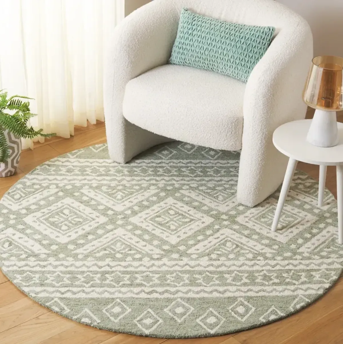 MICRO-LOOP 501 SAGE  5' x 5' Round Round Rug