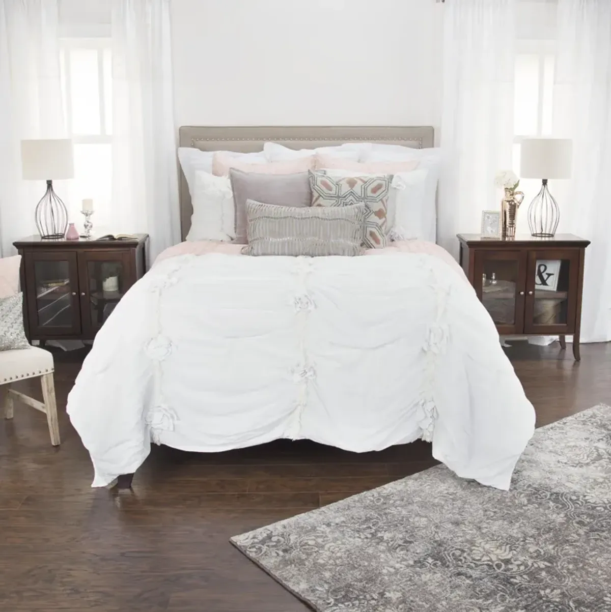 Aiyana White Solid  With Texture  White King Sham