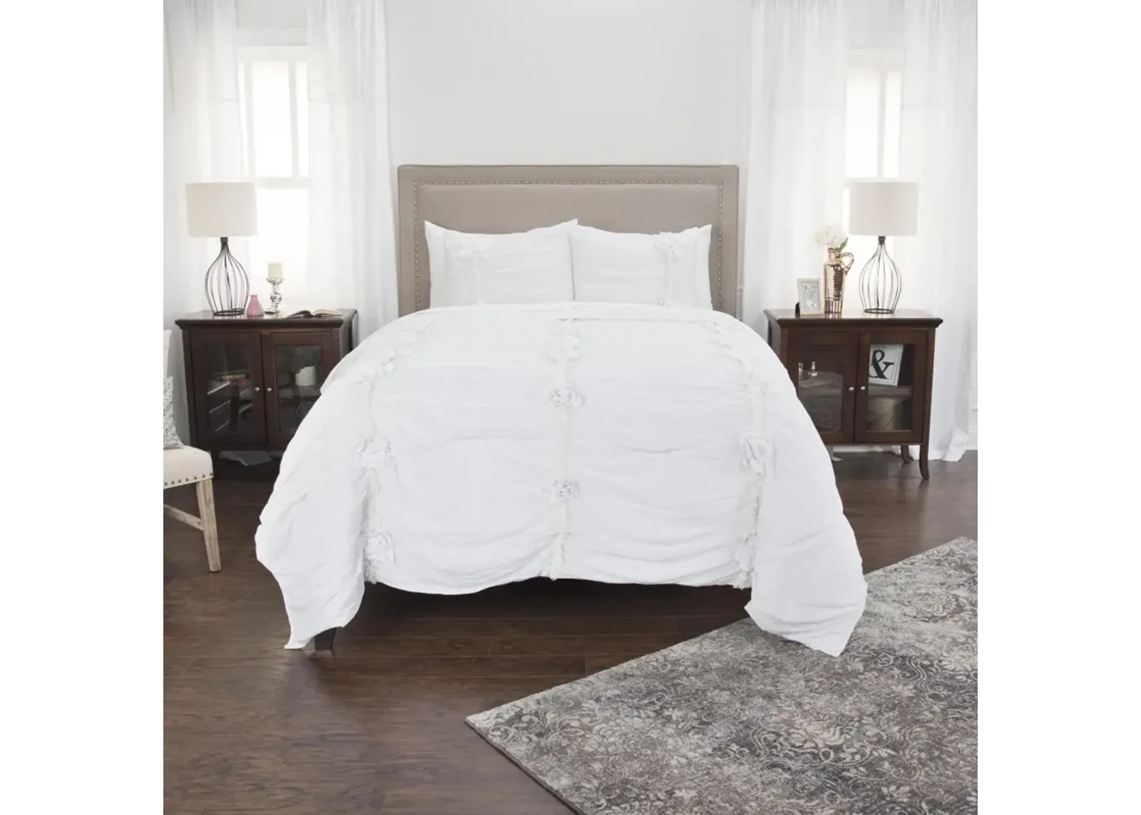 Aiyana White Solid  With Texture  White King Sham