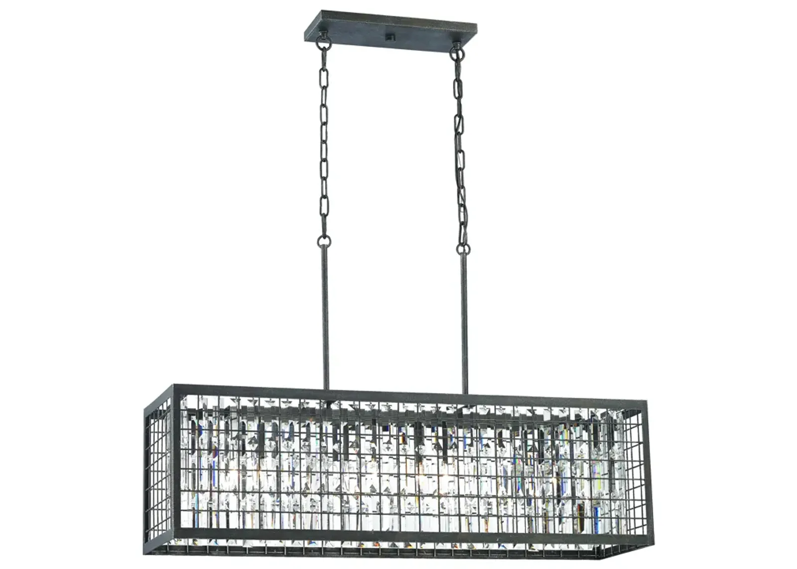 Nadina 37" Wide 4-Light Linear Chandelier - Silverdust Iron