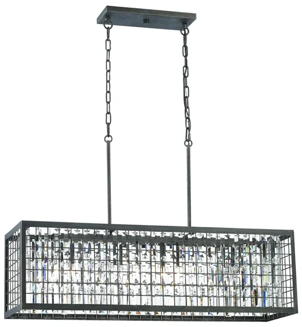 Nadina 37" Wide 4-Light Linear Chandelier - Silverdust Iron