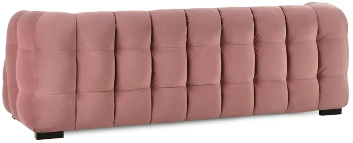 Petra 90" Velvet Fabric Blush Tufted Sofa