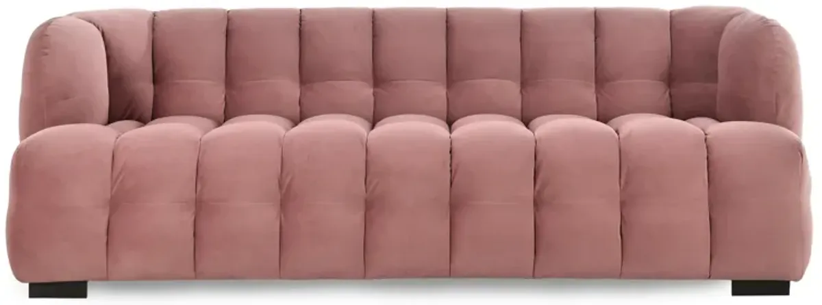 Petra 90" Velvet Fabric Blush Tufted Sofa