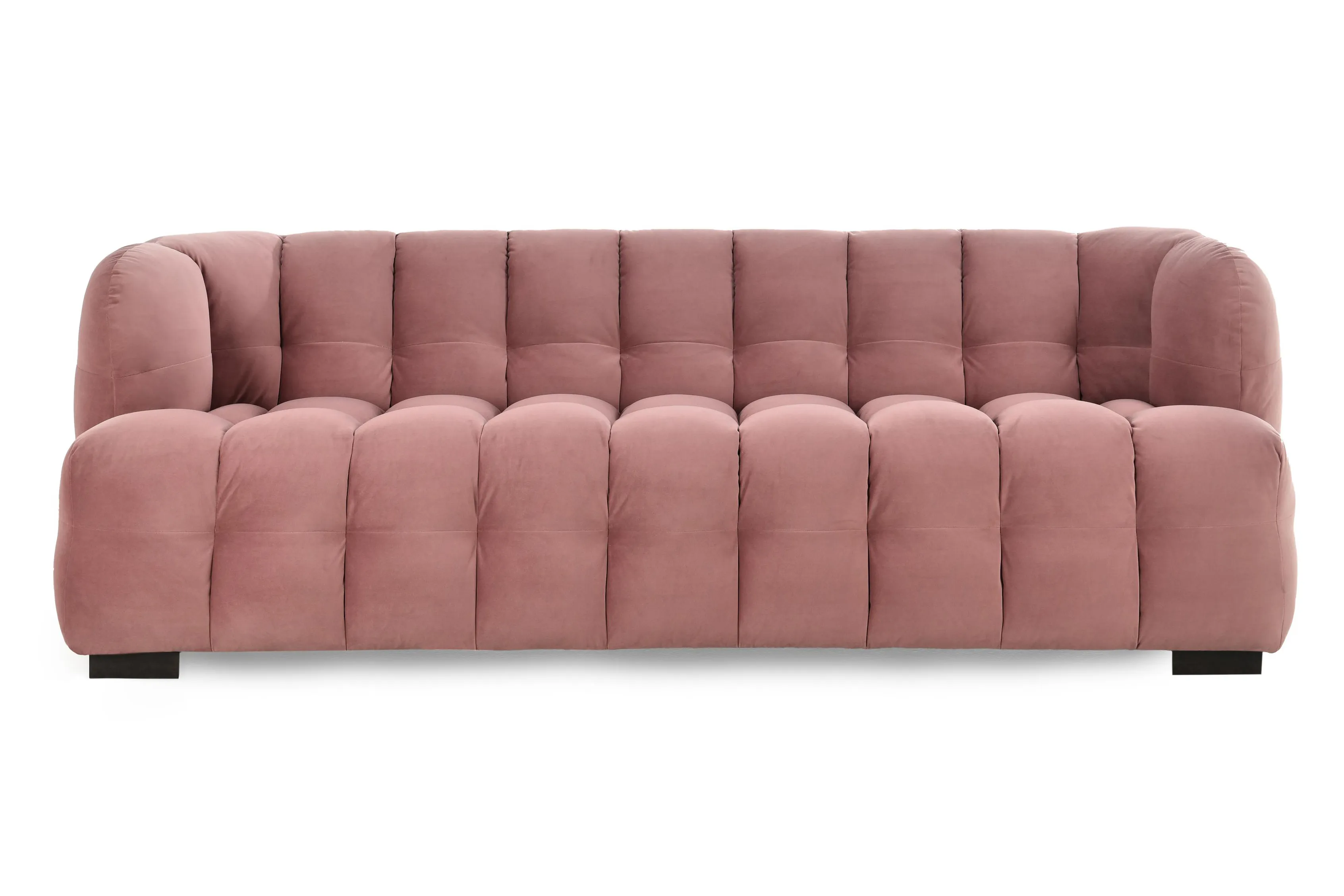 Petra 90" Velvet Fabric Blush Tufted Sofa