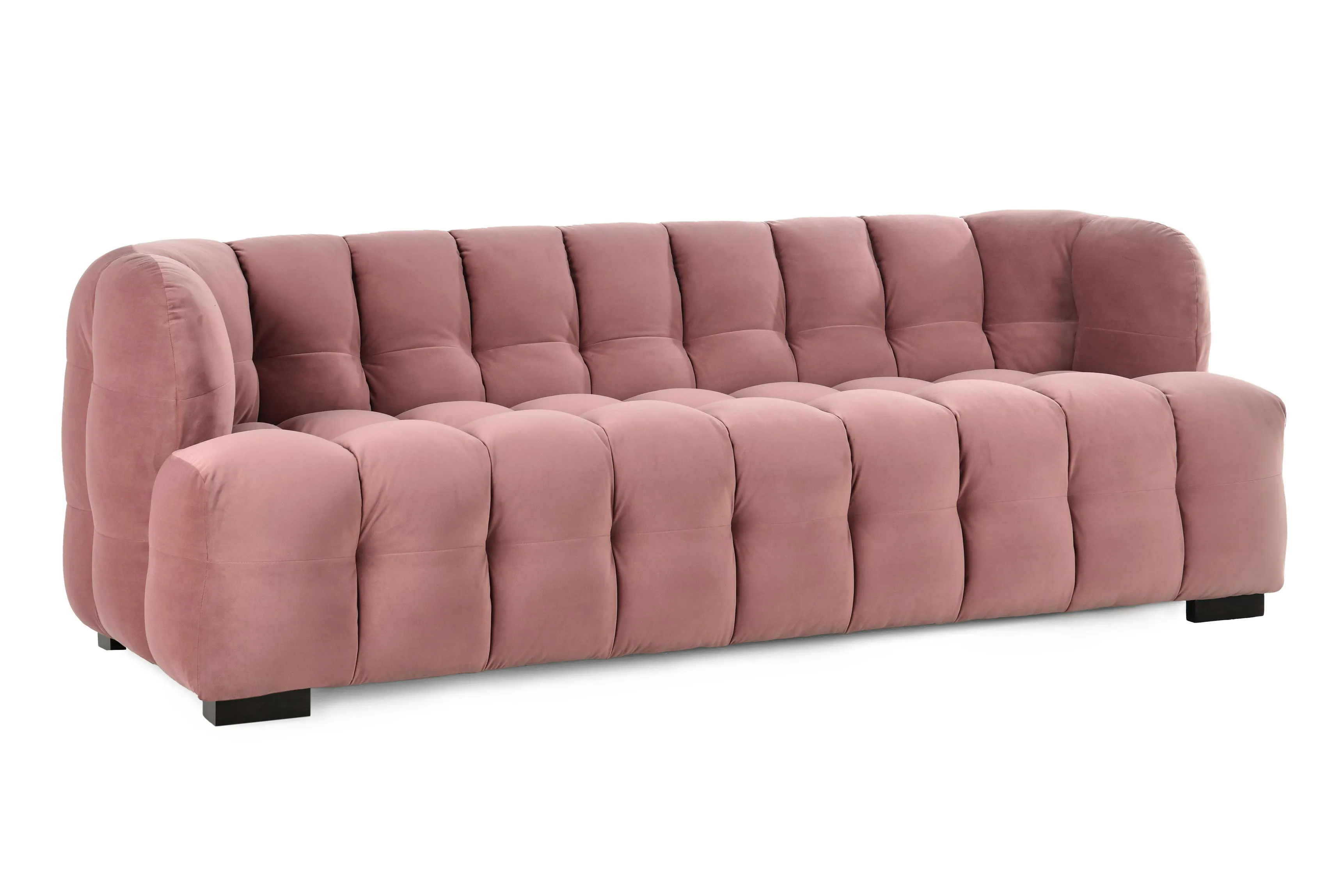 Petra 90" Velvet Fabric Blush Tufted Sofa