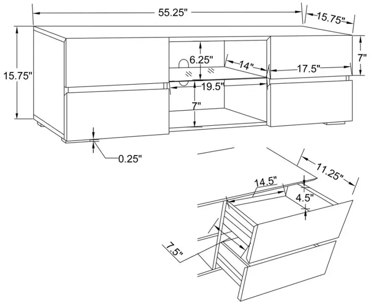 Galvin 4-drawer TV Console Glossy White