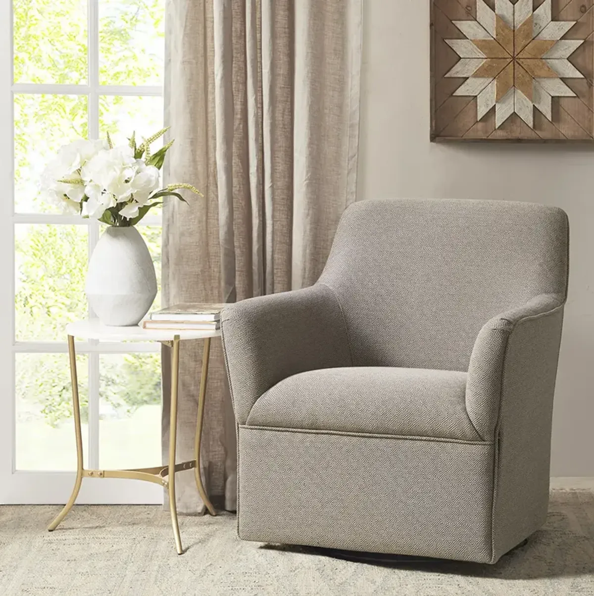 Madison Park Augustine Grey/Taupe Swivel Glider Chair