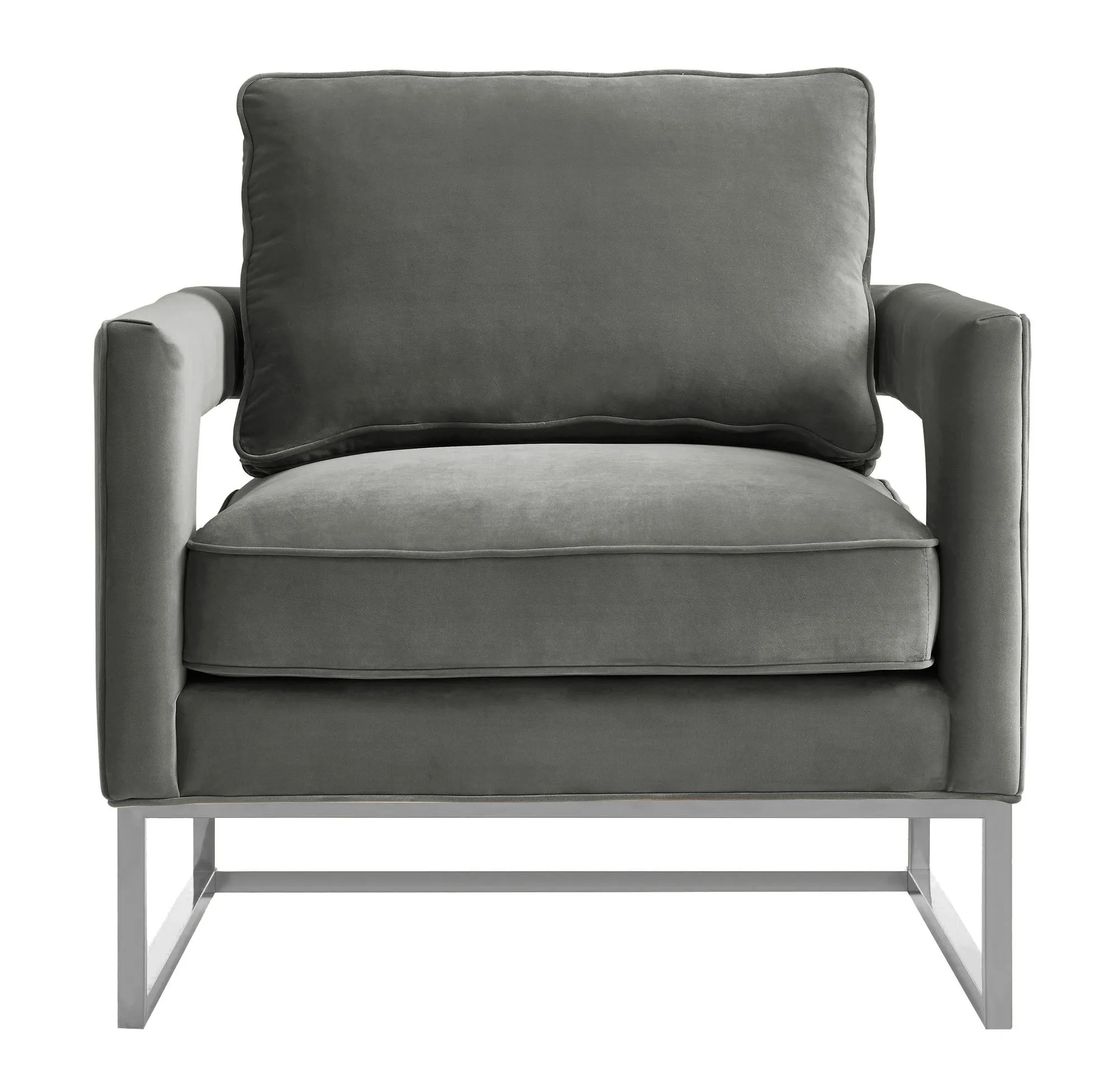 Avery Grey Velvet Chair - Silver Frame