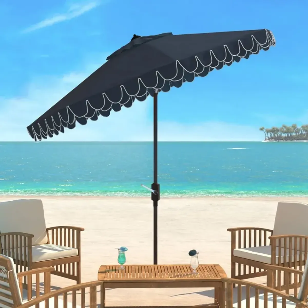 Uv Resistant Elegant Valance 9ft Auto Tilt Umbrella