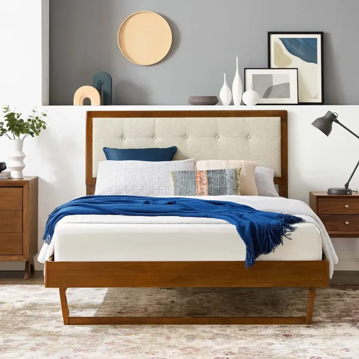 Willow Queen Wood Platform Bed With Angular Frame