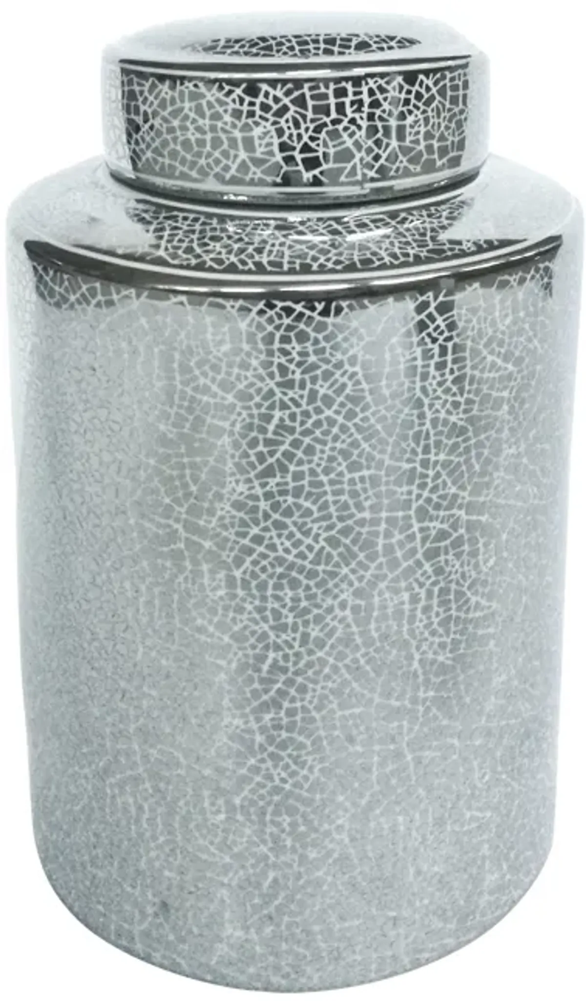 Ceramic 12" Jar, Crackle Silver