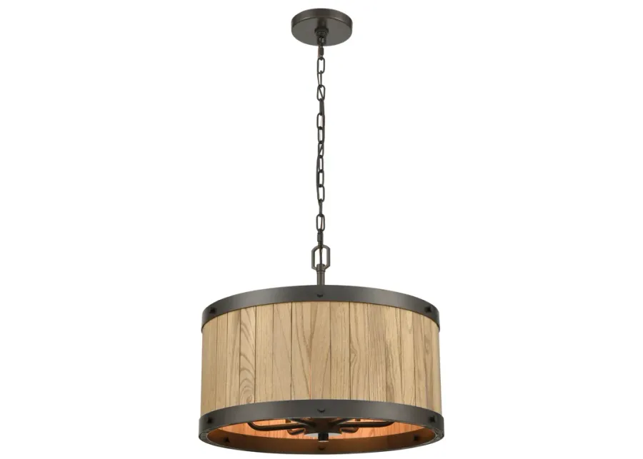 Wooden Barrel 19" Wide 6-Light Chandelier - Oil Rubbed Bronze