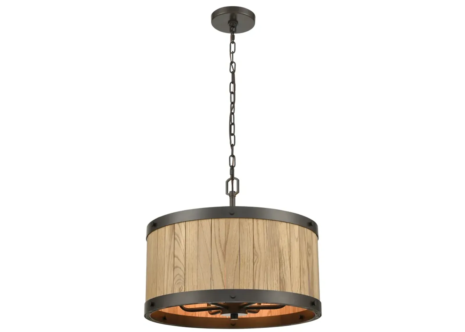 Wooden Barrel 19" Wide 6-Light Chandelier - Oil Rubbed Bronze