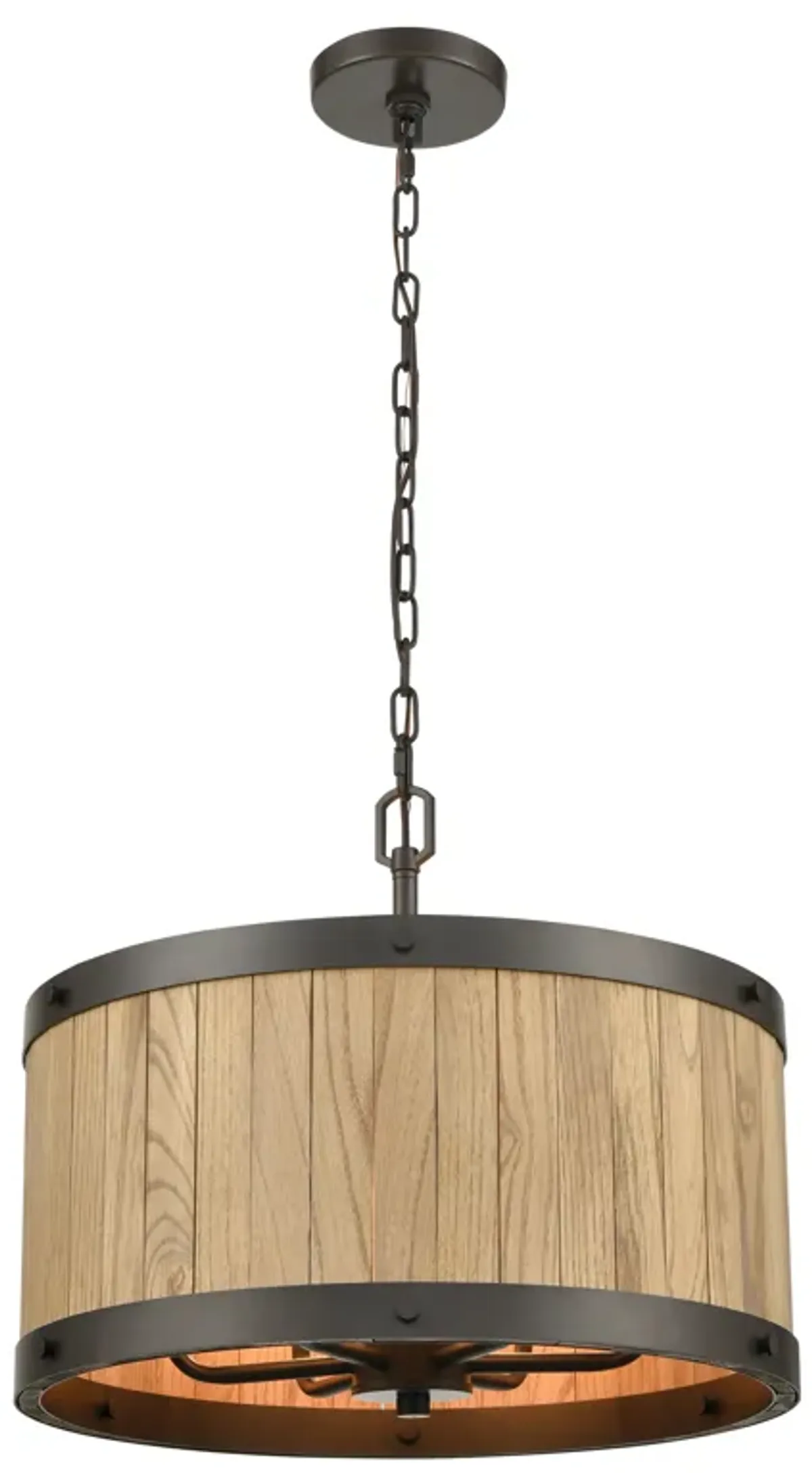 Wooden Barrel 19" Wide 6-Light Chandelier - Oil Rubbed Bronze