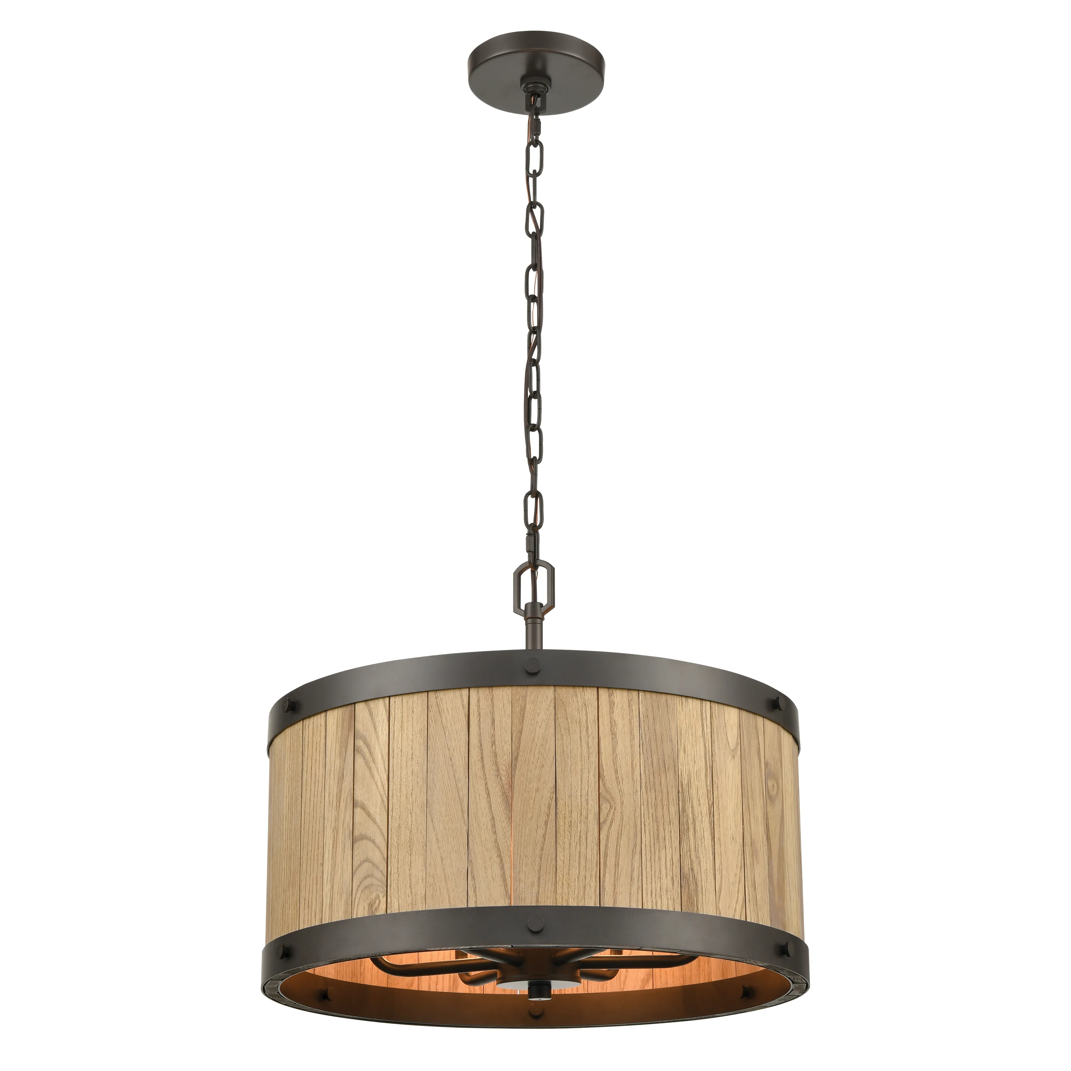 Wooden Barrel 19" Wide 6-Light Chandelier - Oil Rubbed Bronze