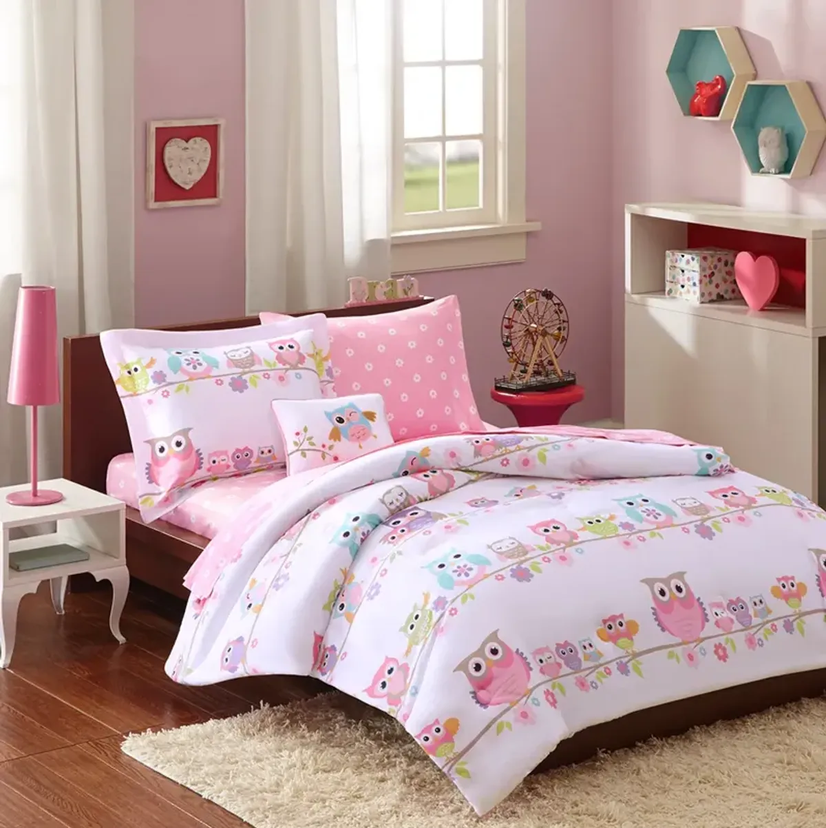 Mi Zone Kids Wise Wendy White Owl Comforter Set with Bed Sheets