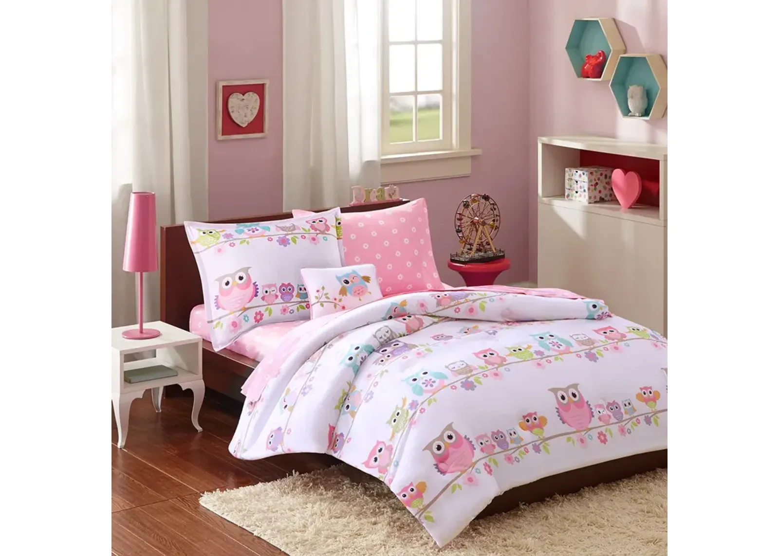 Mi Zone Kids Wise Wendy White Owl Comforter Set with Bed Sheets