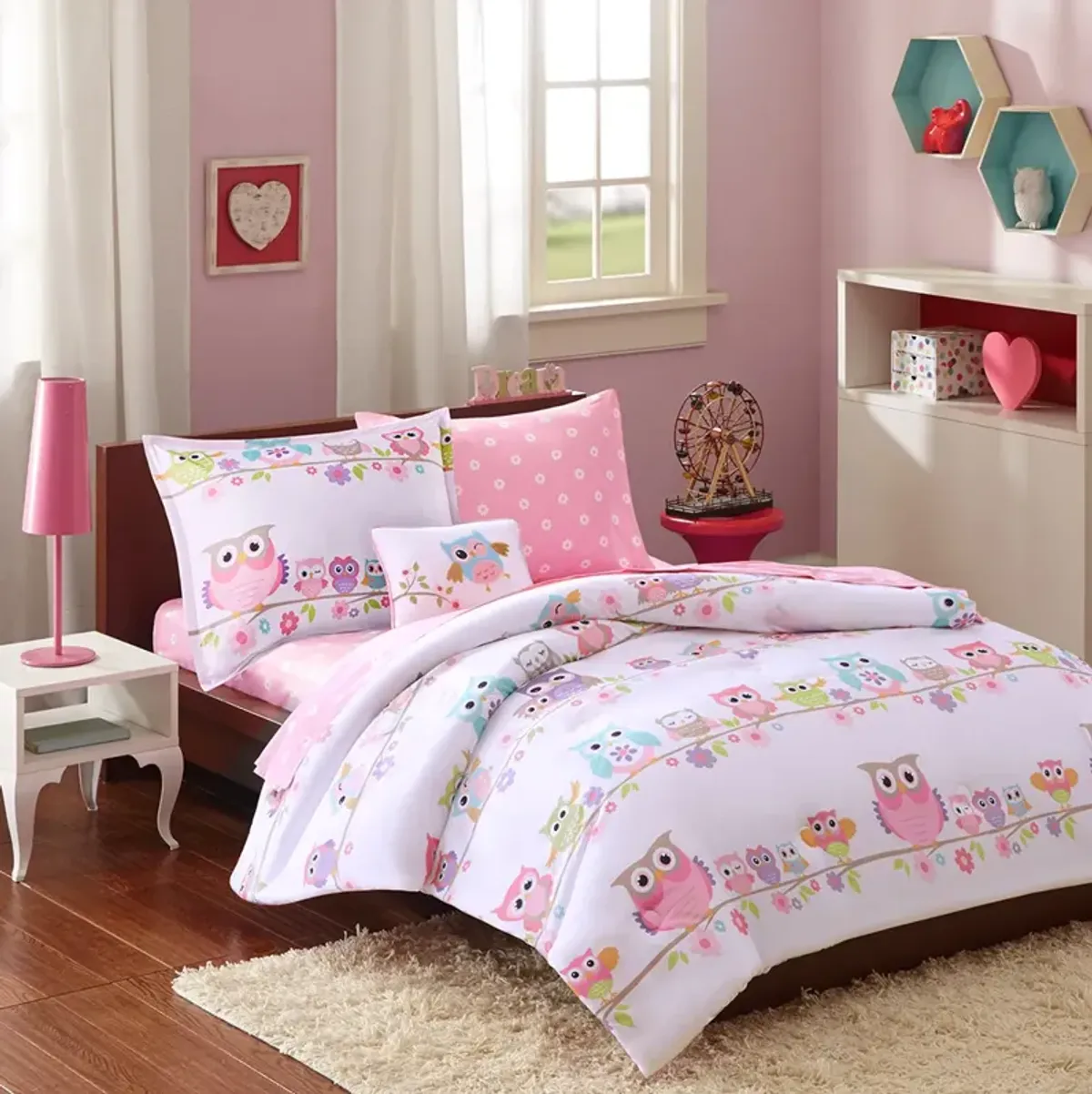 Mi Zone Kids Wise Wendy White Owl Comforter Set with Bed Sheets