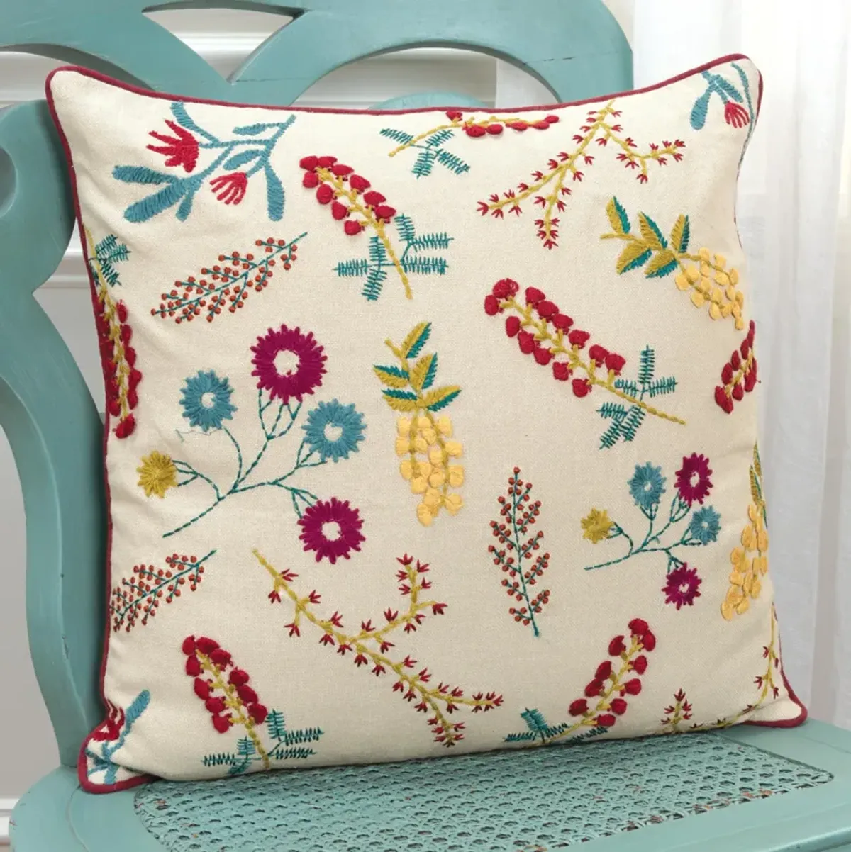 Floral Red Pillow