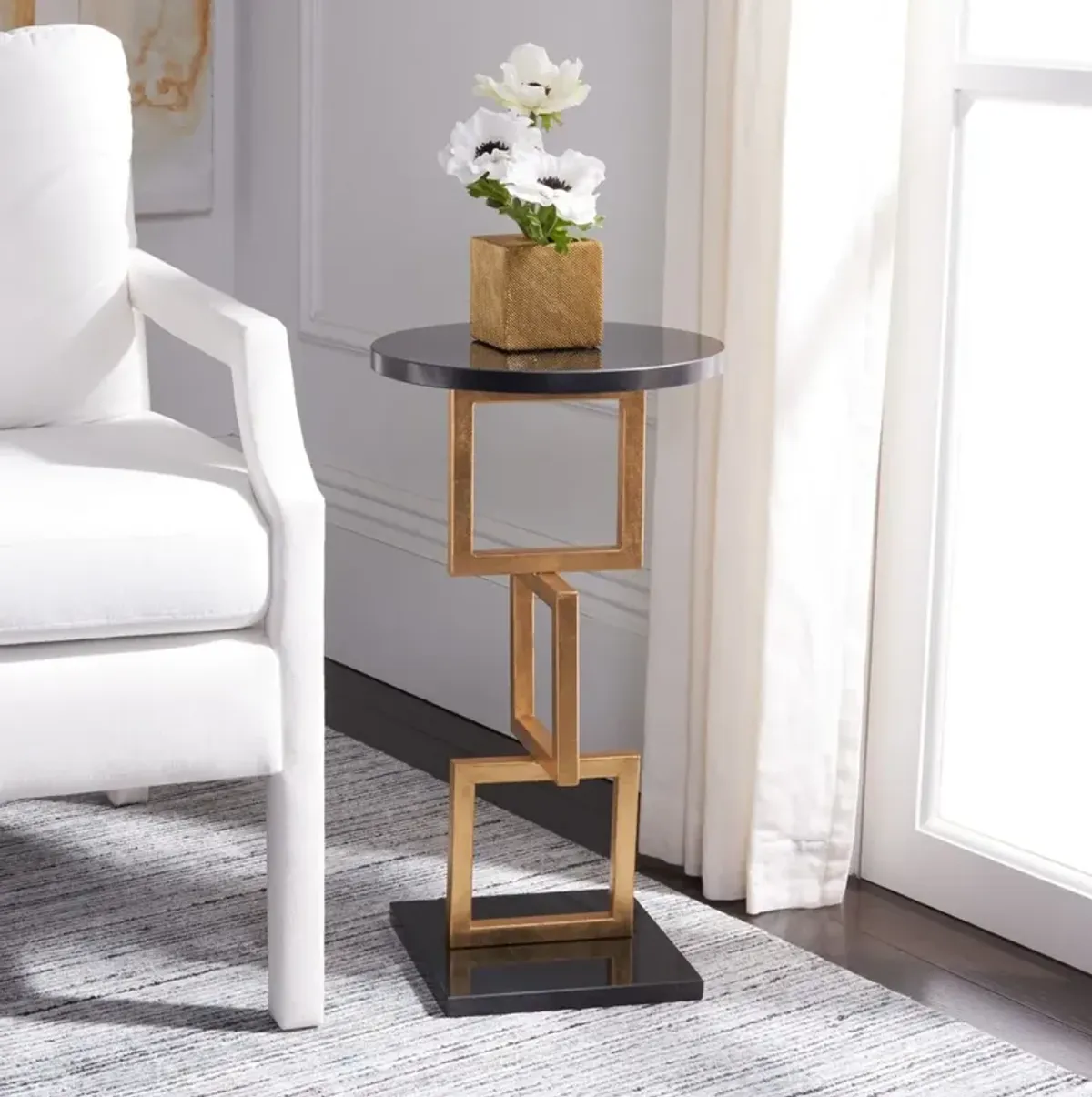 CASSIDY GOLD LEAF ACCENT TABLE