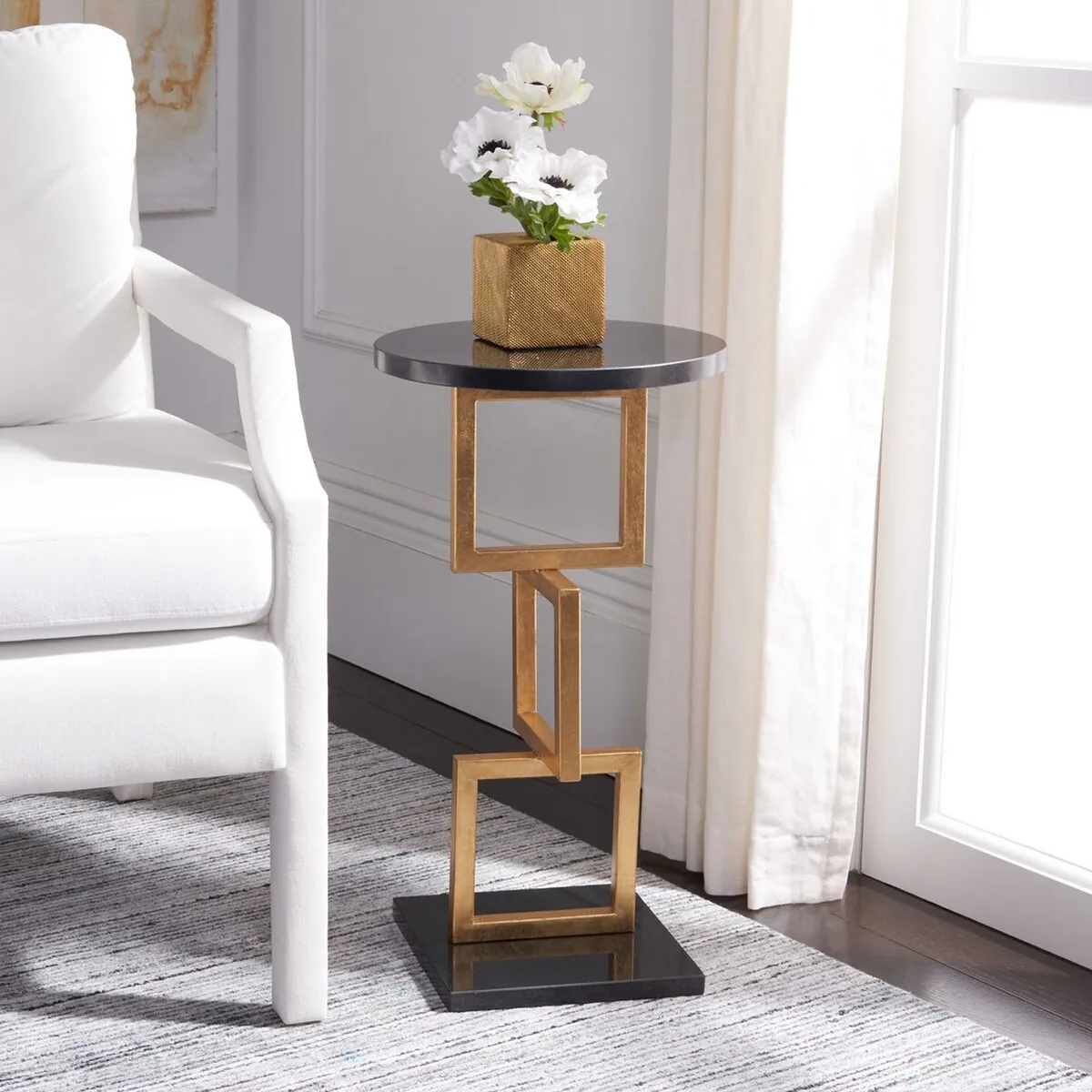 CASSIDY GOLD LEAF ACCENT TABLE