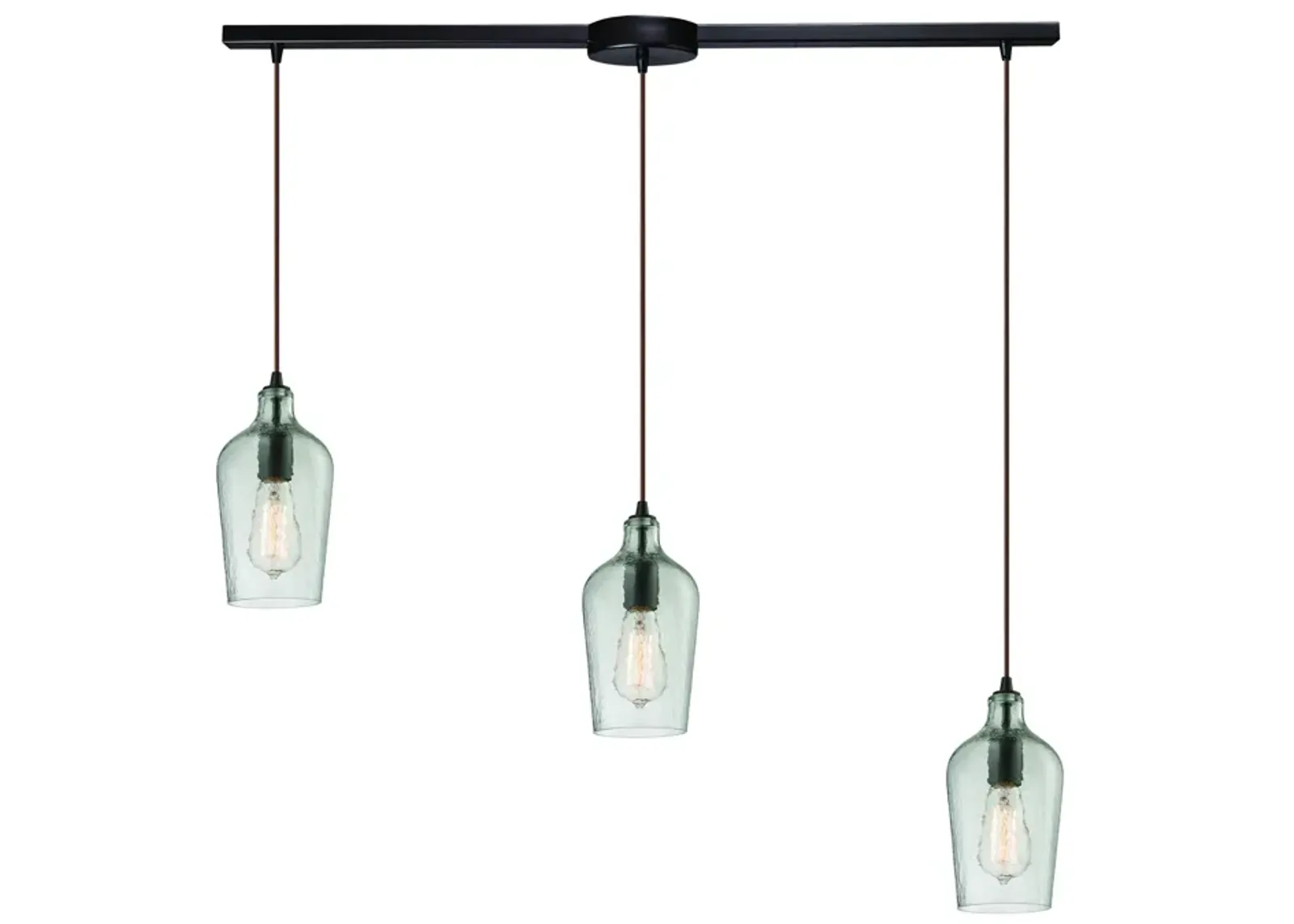 Hammered Glass Configurable Multi Pendant - Oil Rubbed Bronze