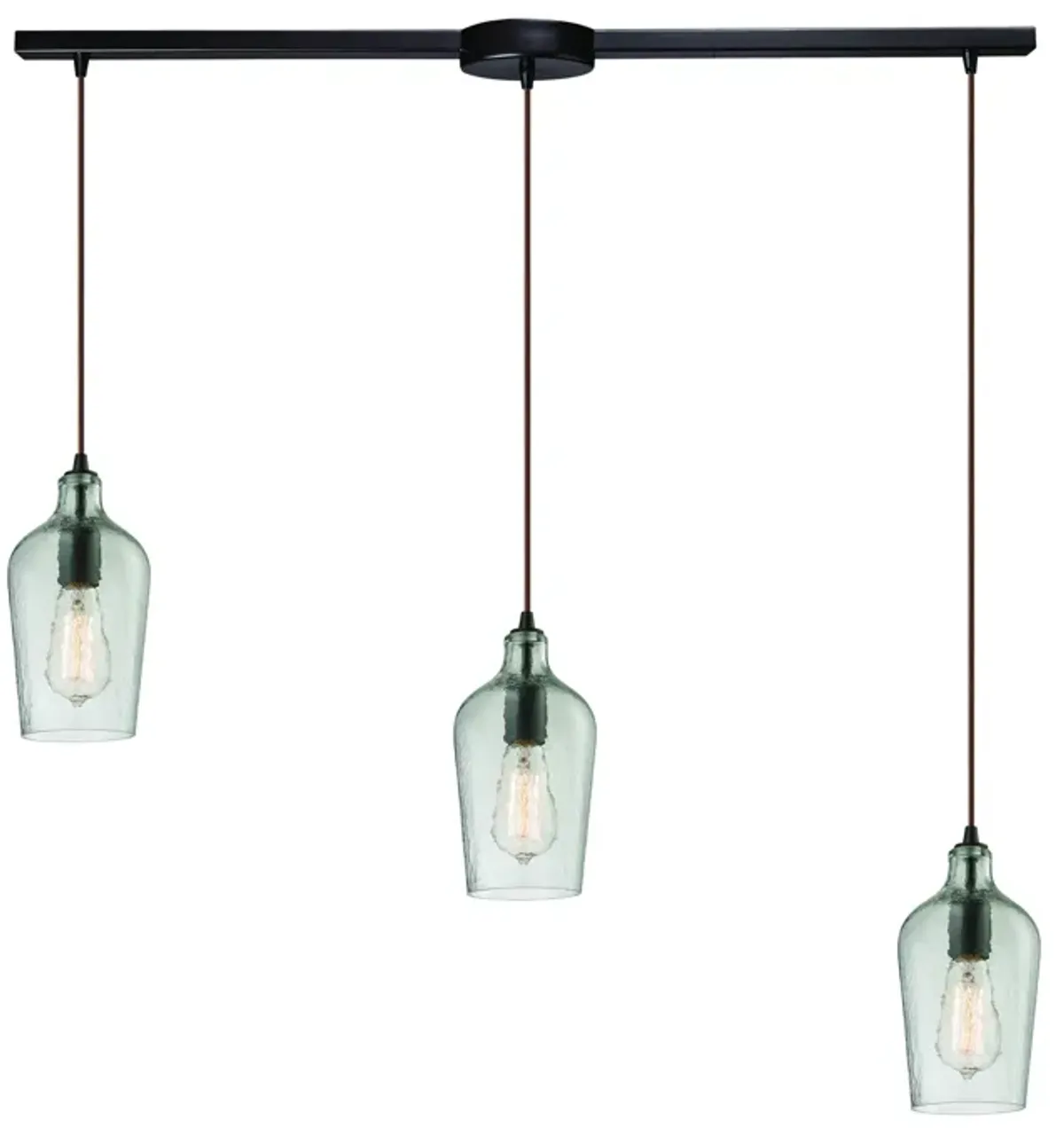 Hammered Glass Configurable Multi Pendant - Oil Rubbed Bronze