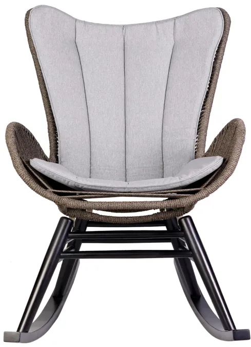 Fanny Outdoor Patio Rocking chair in Dark Eucalyptus Wood and Truffle Rope