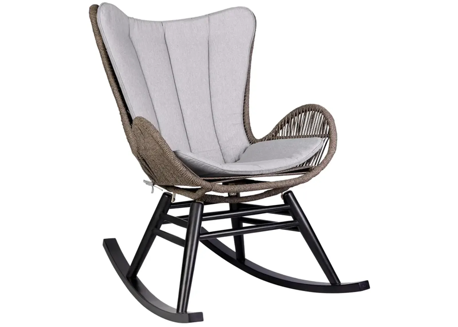 Fanny Outdoor Patio Rocking chair in Dark Eucalyptus Wood and Truffle Rope