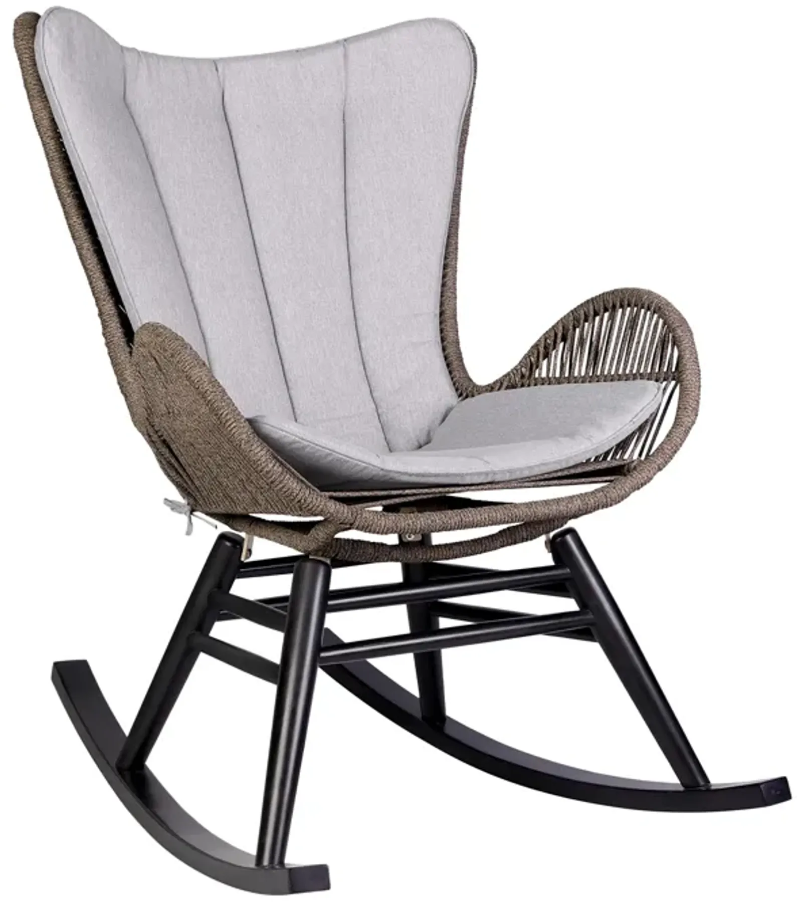 Fanny Outdoor Patio Rocking chair in Dark Eucalyptus Wood and Truffle Rope