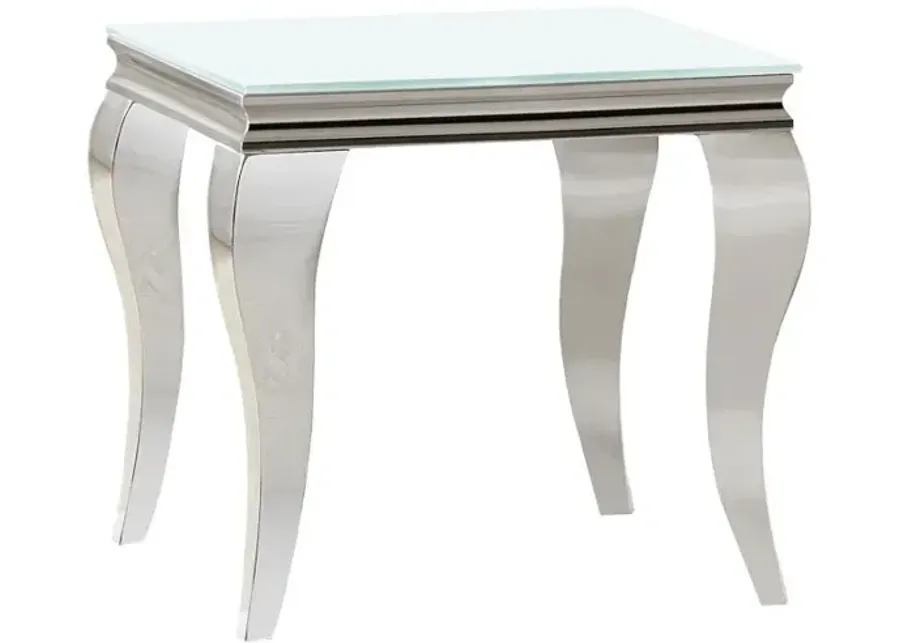 Carone Square End Table White and Chrome