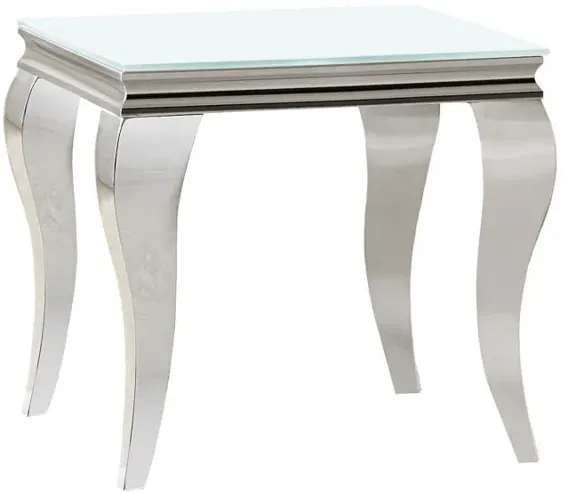 Carone Square End Table White and Chrome