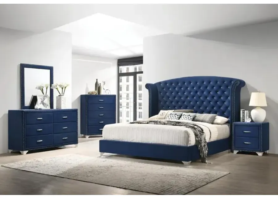 Melody 4-piece Queen Tufted Upholstered Bedroom Set Pacific Blue