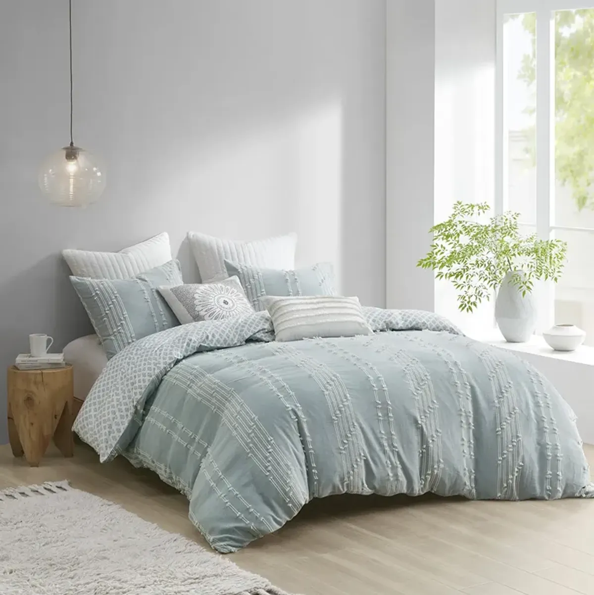 Kara 3 Piece Jacquard Duvet Cover Set