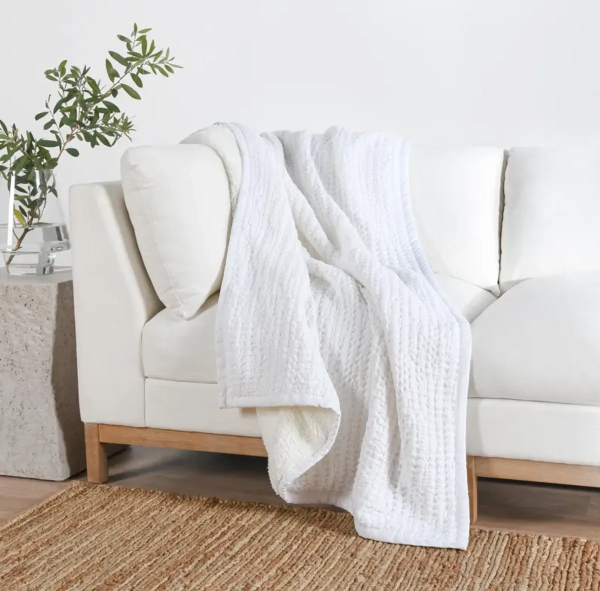 Colorman Belgian Linen BlendWhite Throw Blanket Blanket