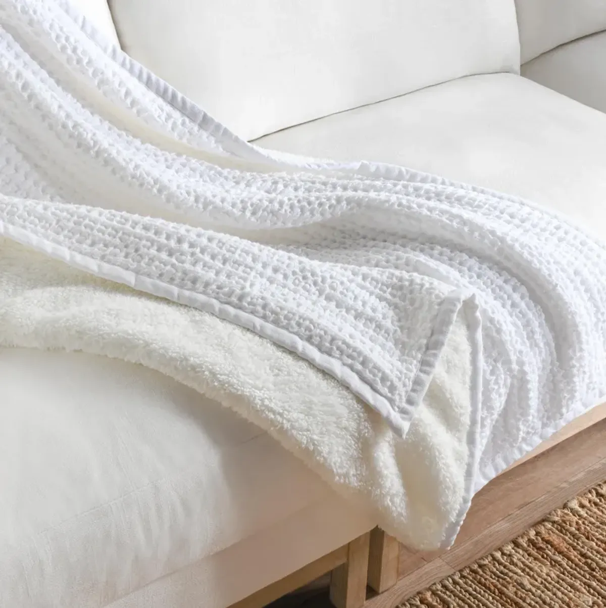 Colorman Belgian Linen BlendWhite Throw Blanket Blanket