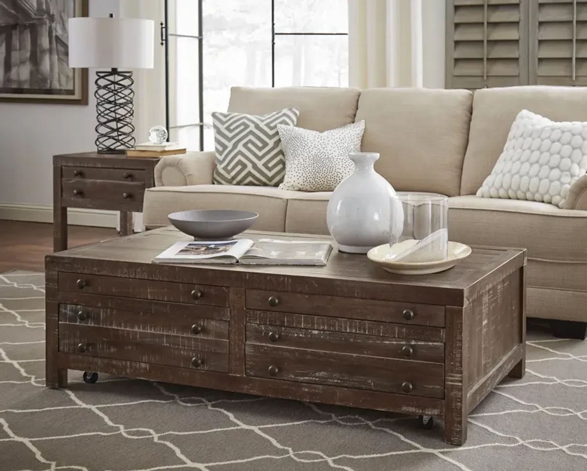 Townsend Solid Wood Castered Coffee Table in Java