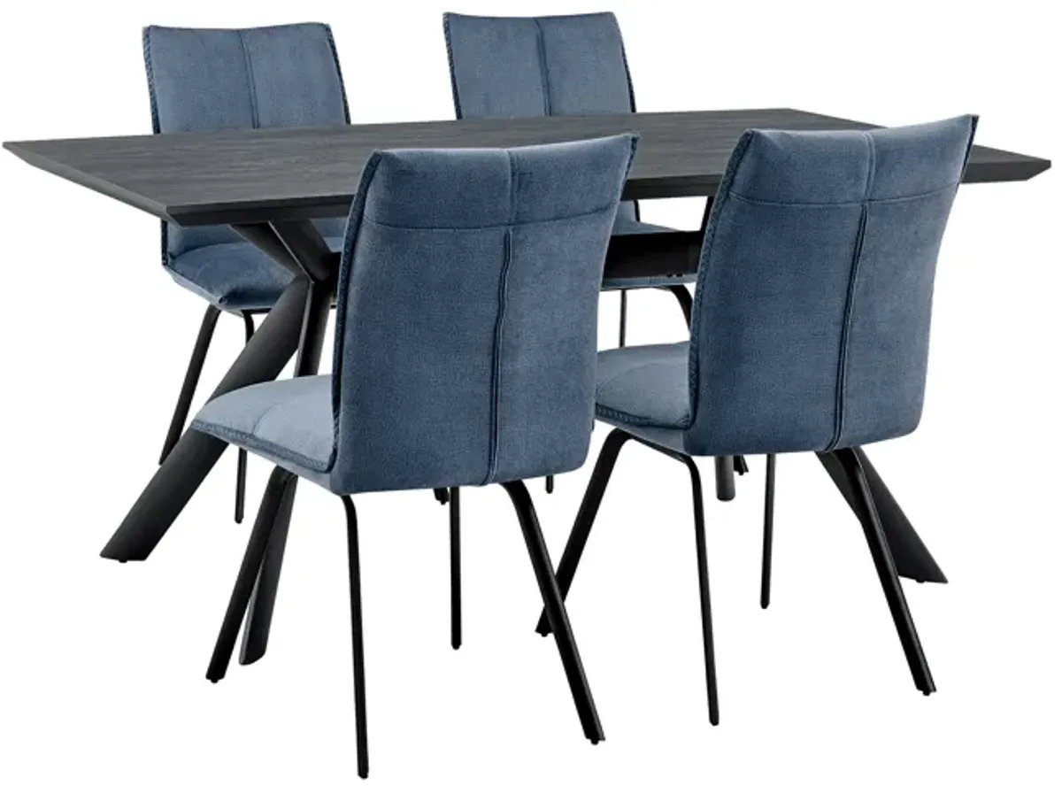 Margot and Blue Rylee 5 Piece Modern Rectangular Dining Set